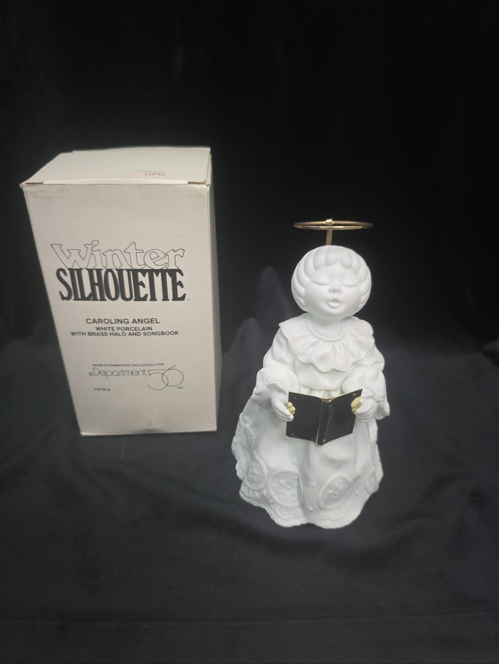 Department 56 Winter Silhouette Caroling Angel Brass Halo Songbook Box